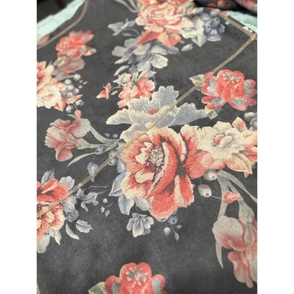 Solitaire Cardigan Jacket Womens Medium Pink Floral Mid Length Boho Lagenlook‎ - Picture 5 of 9